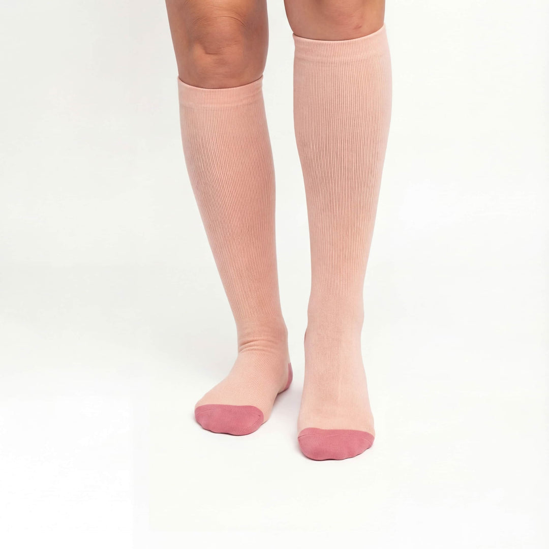 Bamboo Wide Compression Socks - Peach Pink