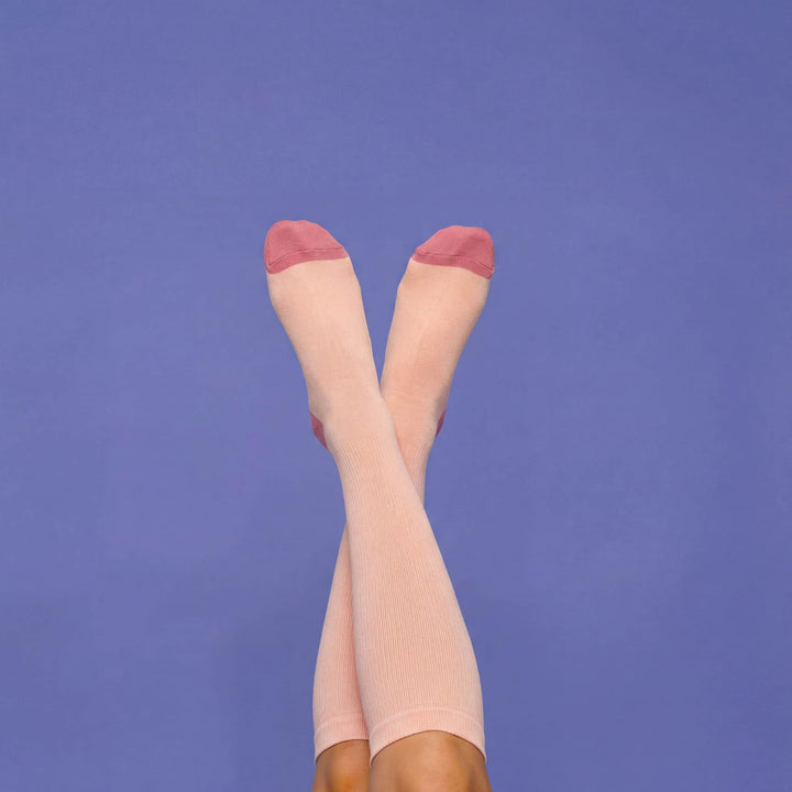 Bamboo Wide Compression Socks - Peach Pink