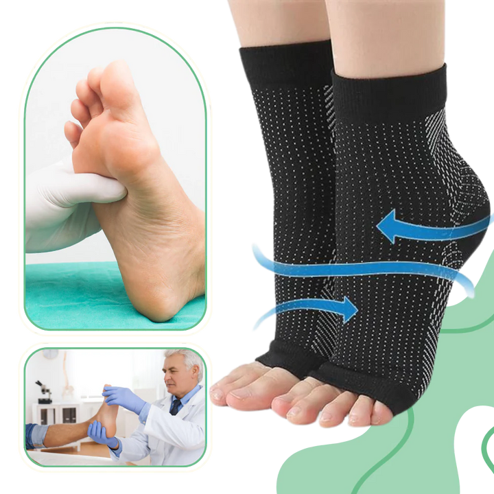 Compression Support Socks with Open-Toe Design and Non-Slip Fit