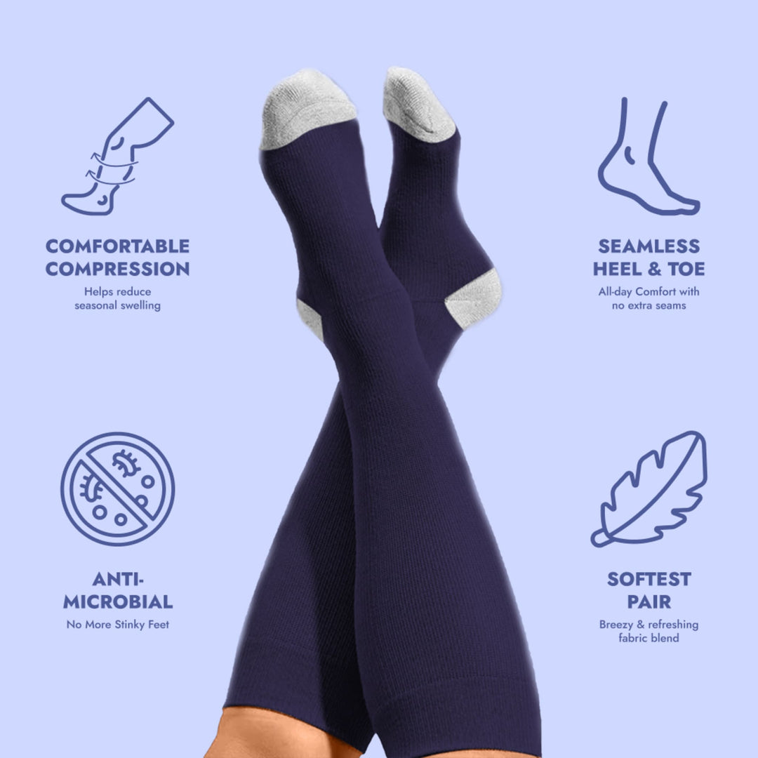 Bamboo Wide Compression Socks - Midnight Blue