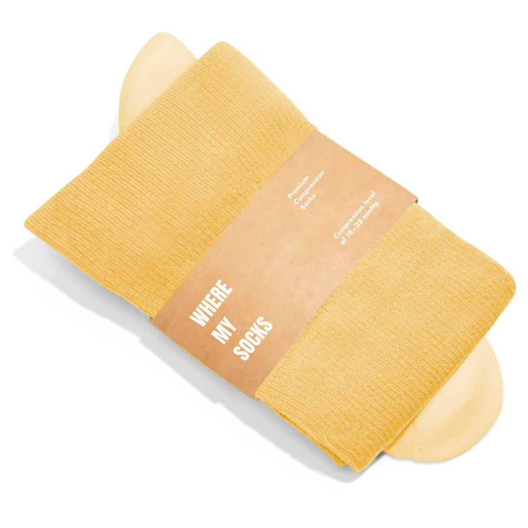 Bamboo Wide Compression Socks - Sunny Yellow