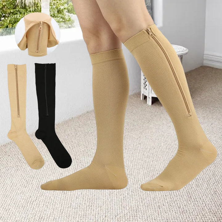 Elastic Compression Socks with Zipper