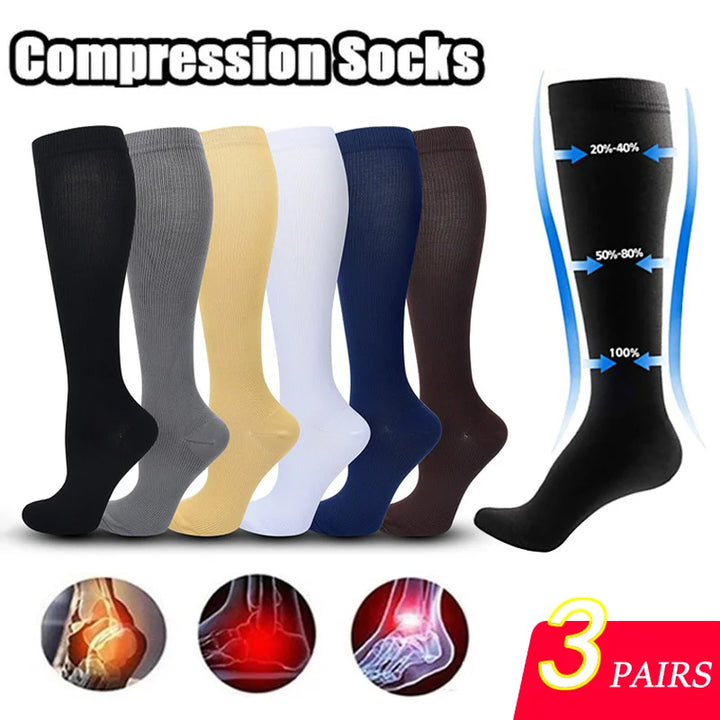 3 Pairs of Knee-High Compression Socks - FitSupport