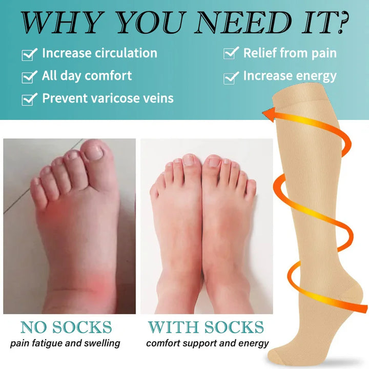3 Pairs of Knee-High Compression Socks - FitSupport