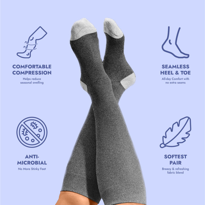 Bamboo Wide Compression Socks - grey
