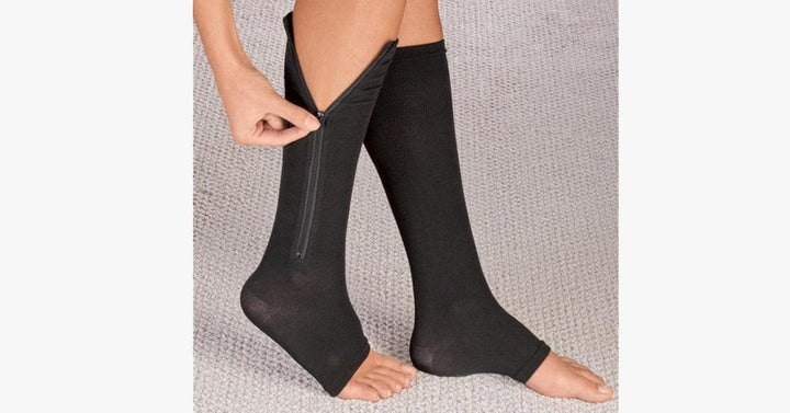 Unisex Zipper Compression Socks with Open Toe – Relaxation with Every Step!