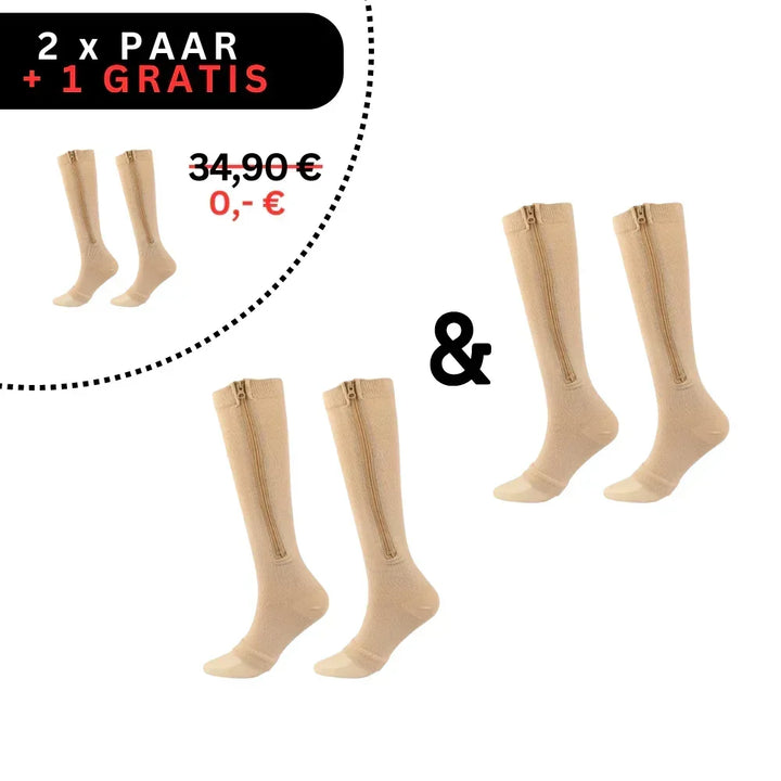 Comfortable compression stockings with zipper