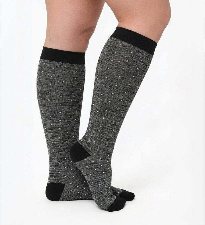 Bamboo Wide Compression Socks - Charcoal Dot