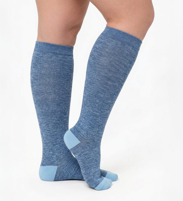 Bamboo Wide Compression Socks - Denim Blue
