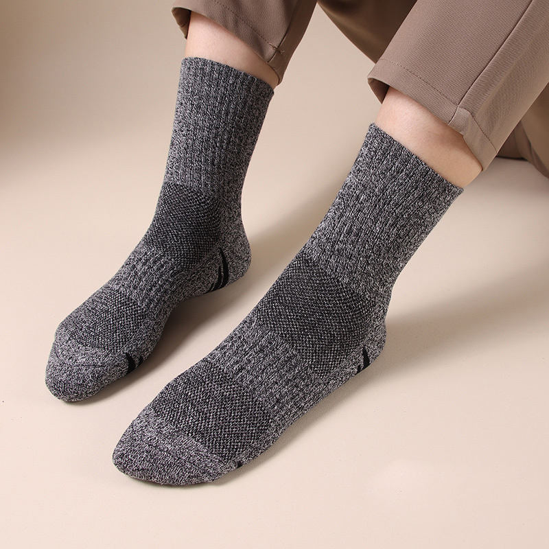 Cushioned Terry-Lined Non-Slip Grip Crew Socks with Plush Insole