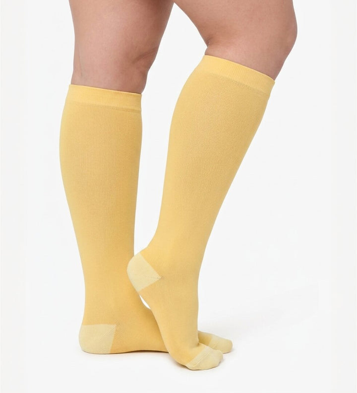 Bamboo Wide Compression Socks - Sunny Yellow