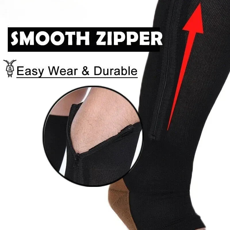 CIRCULOFLEX – Zipper Compression Socks 20-30 mmHg with Open Toe Design