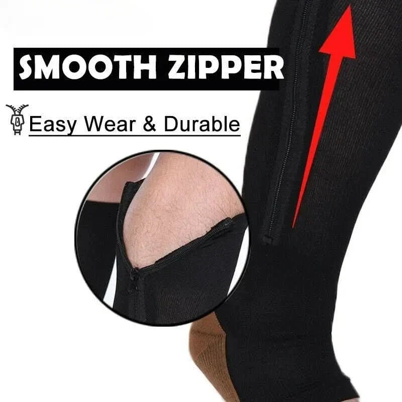 Compression Socks with Zipper for Support and Relief